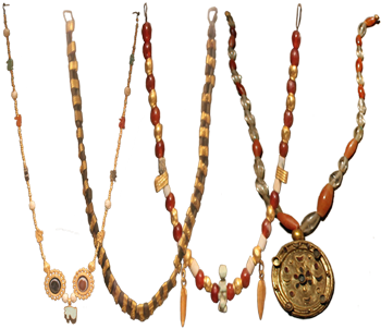 Gold and precious stones necklaces