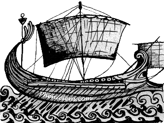 سفينة فينيقية - رسمة لجويل الأشقر، ©Pheniciens.com